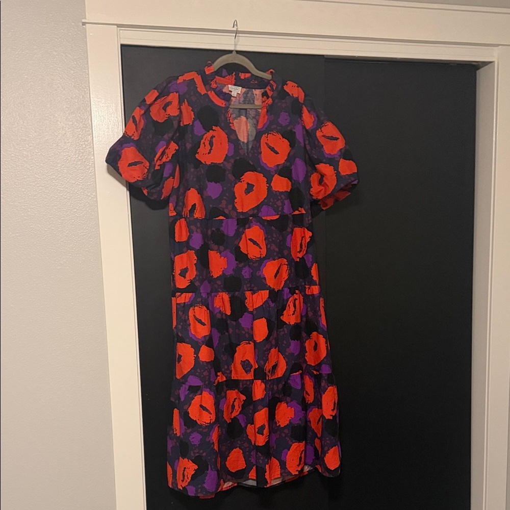 Mud Pie Red and Purple Floral Midi Dress